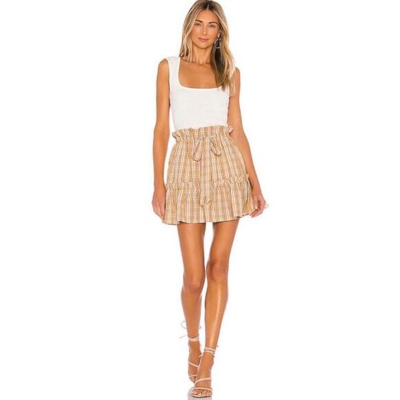 Majorelle Charlie Striped Plaid Ruffle Mini Skirt - size Small - Picture 1 of 7